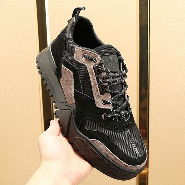 

fashion brands hiking sneaker men 's shoes with origin box chunky sneakers sports lace -up plus size casual mens shoes herren sportsch, Black