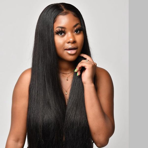 

peruvian straight medium ratio"13x4"lace front human hair wigs pre-plucked with baby hair remy hair for women, Black