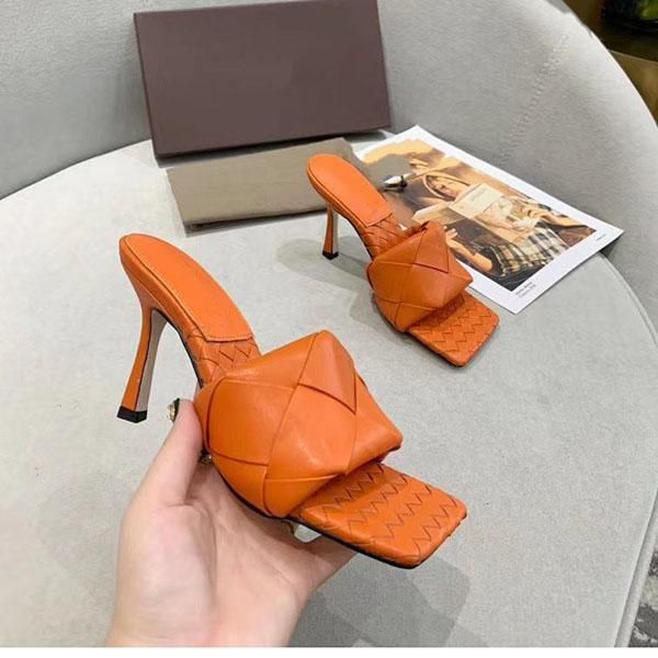 

2020 summer desinger slipper shoe selling padded leather open toe high heel sandalias sapatos mujer summer party shoe, Black