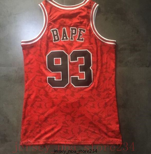 

men's basketball chicago bulls 93 bape mitchell & ness is red hardwood classics swingman jersey and pant, Black;red