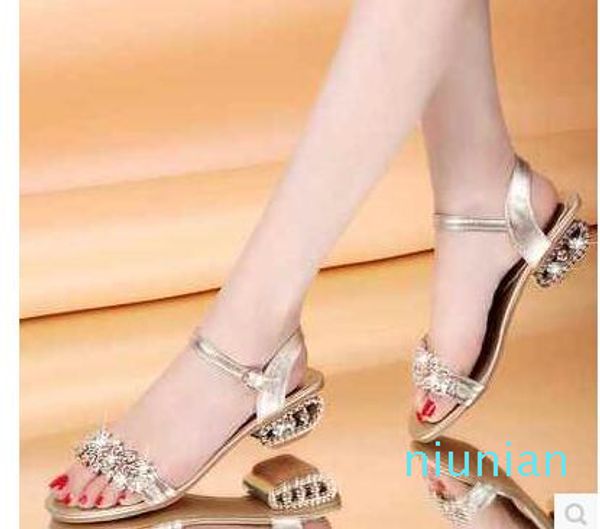 Hot sale-Bling Lady Plano Sandals Rhinestone Flats Aberto à frente os sapatos de verão sandálias das mulheres sandálias gladiador grife para mulheres