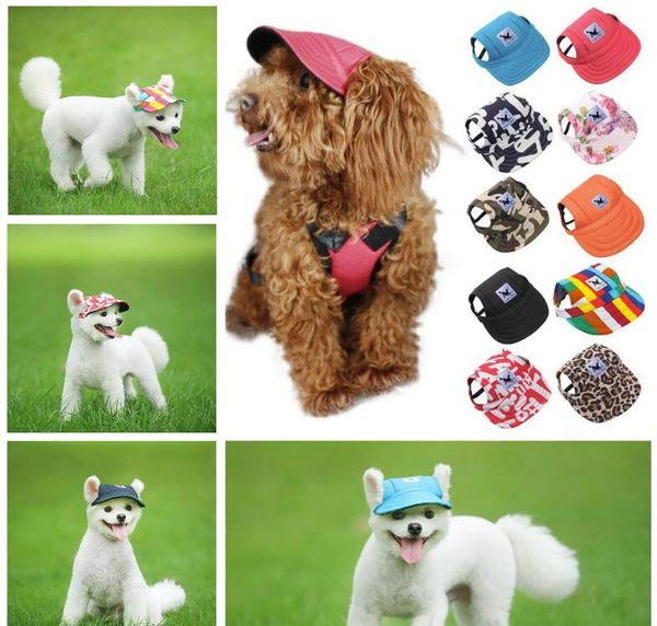 

Dog Hat With Ear Holes Summer Canvas Baseball Cap For Small Pet Dog Outdoor Accessories Hiking Pet Products 11 Styles Free Shipping