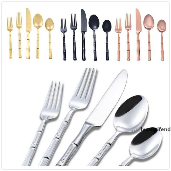 

1 set creative western gold cutlery flatware set spoon fork knife 5-piece suit high-grade stainless steel dinnerware exquisite tableware set