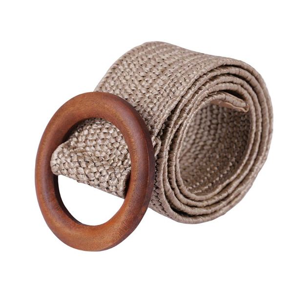 

long solid casual clothes accessories round buckle adjustable decorative waist belt gifts men women wide fashion straw braid, Black;brown