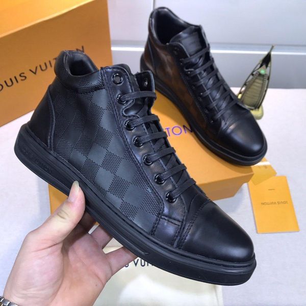 

new1 роскошных мужских повседневная обувь мода удобные спортивные ботинок высокого, чтобы помочь туристической мужской обуви оригинальной ко, Black