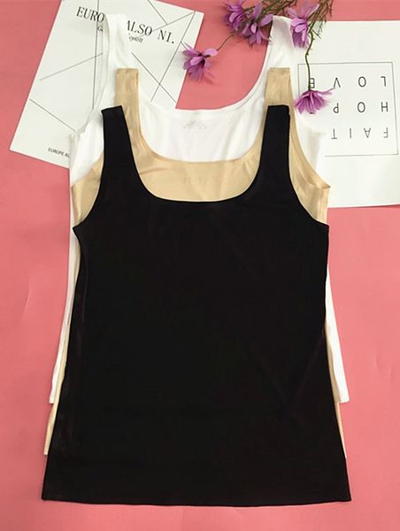 

ice silk breathable hole summer one-piece seamless ice silk women's u-collar breathable fashion vest vestsimple vest, White