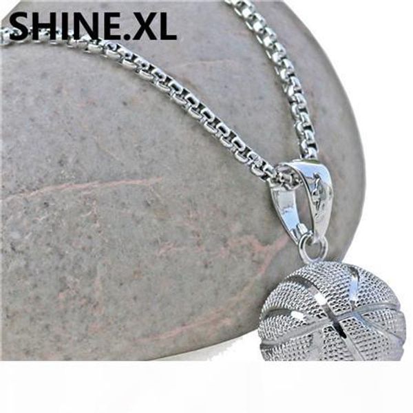 

basketball pendant necklace gold stainless steel chain necklace women men sport hip hop jewelry basketball lovers gift, Silver