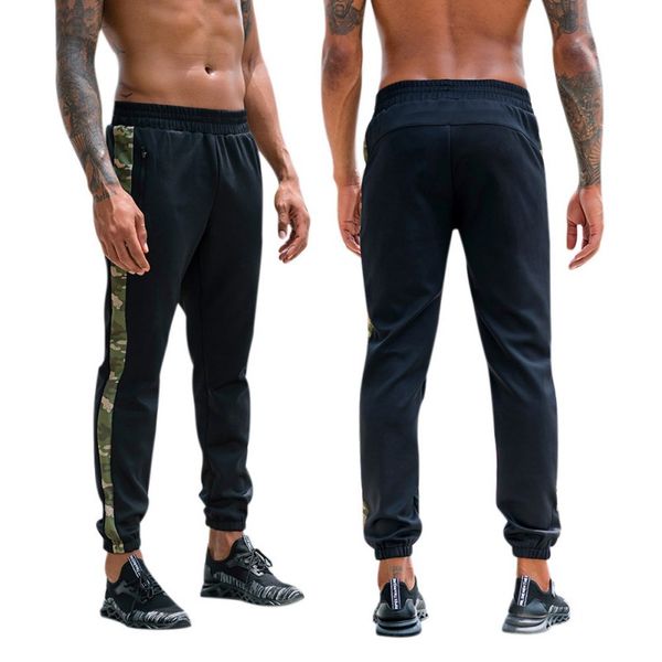 

мужчины фитнес бег обучение камуфляж длинные брюки stretch быстросохнущие повседневный высокой талией шаровары, Black