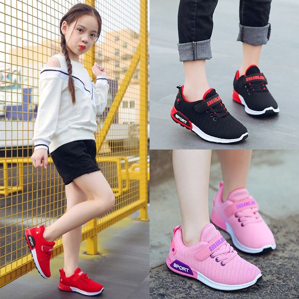 

kids fashion sneakers for boys girls mesh tennis shoes breathable sports running shoes lightweight children casual walking, Black