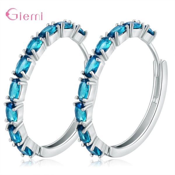 

new 2020 arrivals trendy women fashion oval cut zircon ear hoops 925 sterling silver hoop earrings luxury jewelry gift, Golden;silver