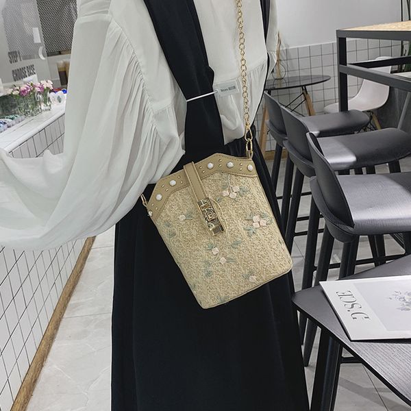 

women beach lace embroid straw bucket bag burlap square bag messenger bag playa encaje bordado arpillera mensajero 2020