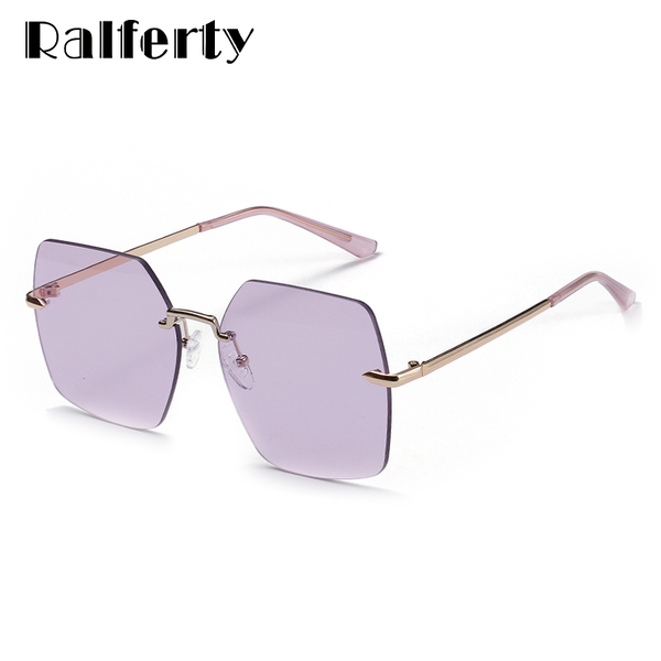 

ralferty oversized sunglasses for women rimless sunglass female square sun glasses gafas de sol w95081, White;black
