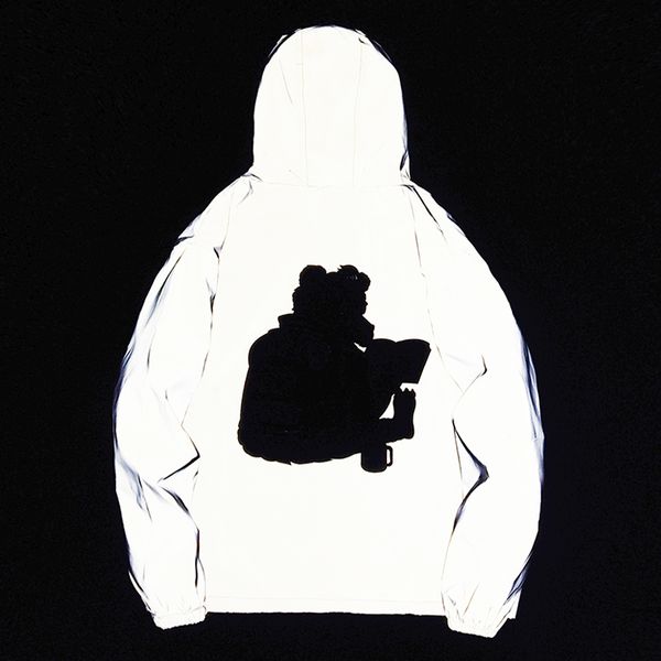 

men women practical jokes jacket 3m all reflective men jacket hip hop windrunner waterproof windbreaker jackets men coat, Black;brown