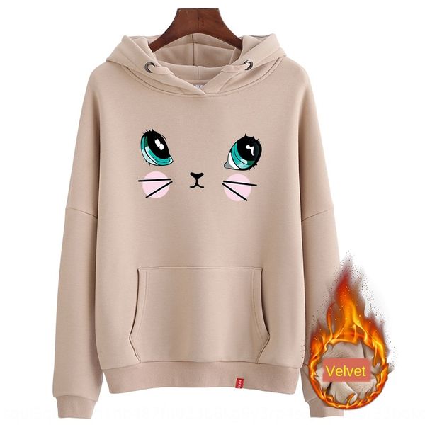 

ван гог женщин с длинными рукавами топ новый с капюшоном top свитер пуловер утолщенной женщин мультфильма зимний свитер, Black