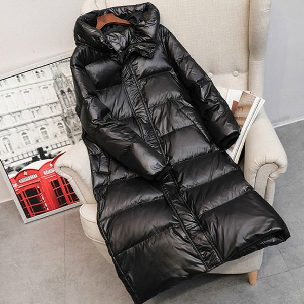 

women's down & parkas hight quality coat jacket winter hooded warm female collection fashionable duck, Black
