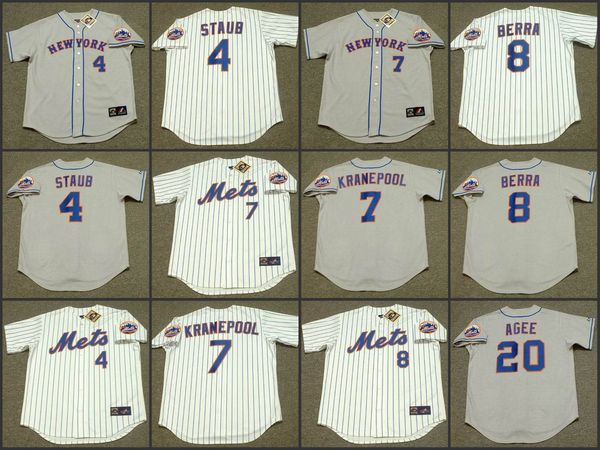 

new 4 rusty staub york 7 ed kranepool 20 tommie agee 8 yogi berra baseball jersey, Black