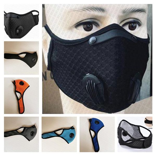 

double breathing valve face masks filter outdoor cycling adjusted ear loop dustproof mask men women warm masks bicycle anti-fog cover d7714, White