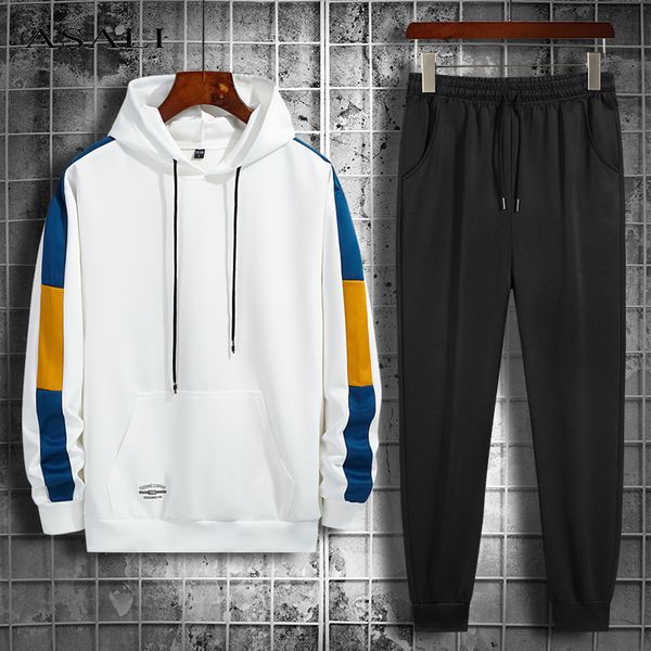 

autumn pullover hoodies sweatshirts + pants sets men's sportswear casual 2 pieces tracksuit men patchwork track suits streetwear, Gray