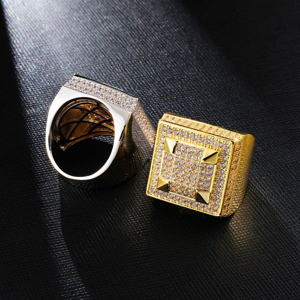 

hip-hop punk square ring для мужчин и женщин micro-шипованных циркон кольцо, Silver