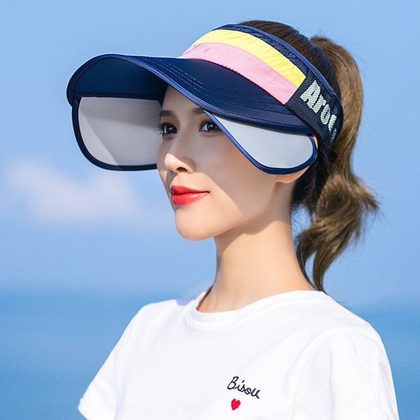 

sun female sunscreen cycling face uv-proof outdoor travel empty hat big edge beach sun hat, Blue;gray