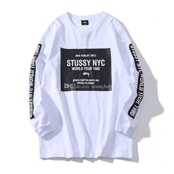 

stussy mens designer hoodies fashion men women loose sweatshirt luxury couples printing skateboard long sleeve, Black