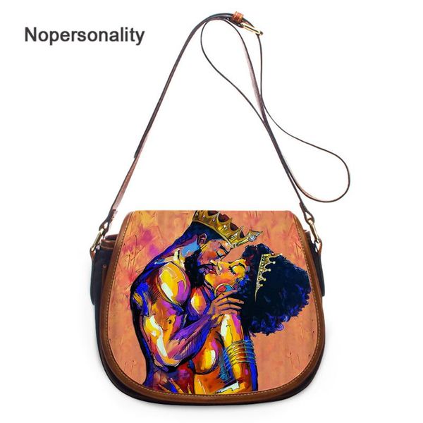 

nopersonality african art black king and queen print women's messenger/crossbody bag casual saddlebags ladies shoulder bag