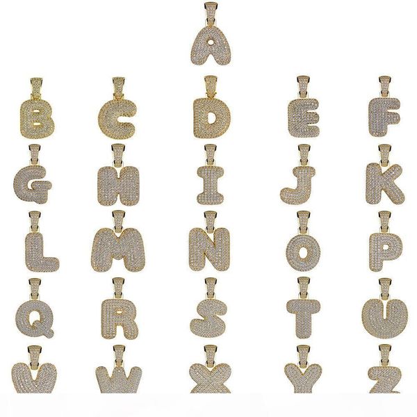 

hip hop iced out costom bubble letters pendant necklace micro pave zircon with rope chian and tennis chain diy jewelry, Silver