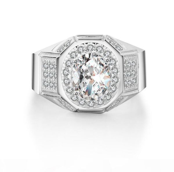 

d d 2017 new arrival luxury jewelry 925 sterling silver ovial pave white z gemstones cz diammon men ring for lover 's gift si