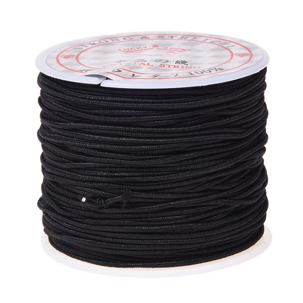 

yarn 1 roll 24m long black round elastic beading thread cord 1mm, Black;white
