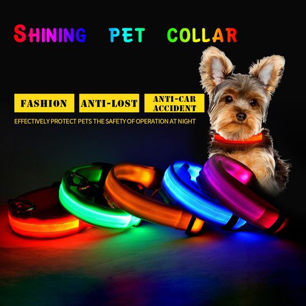 

dog collars & leashes shining pet collar led light traction flashing safe adjustable belt anti-lost,avoid car accident night decoration