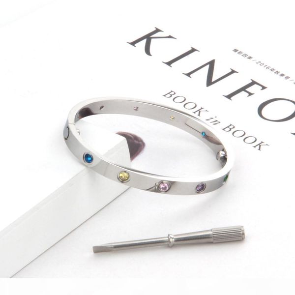 

fashion jewelry titanium steel colorful stone silver love bangle for women men screwdriver love screw bracelets gold bracelet gift, Black