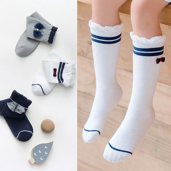

kids girls socks bowknot children's knee high socks cotton long baby fashion cute baby girls age for 3-12year, Pink;yellow