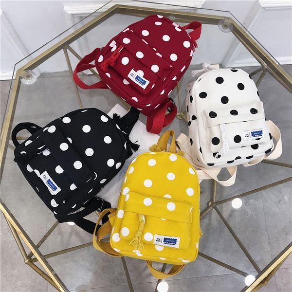 

xdwc5 canvas fashionable light children's female leisure backpack canvas backpack polka dot travel leisure bag boy all-match kindergart