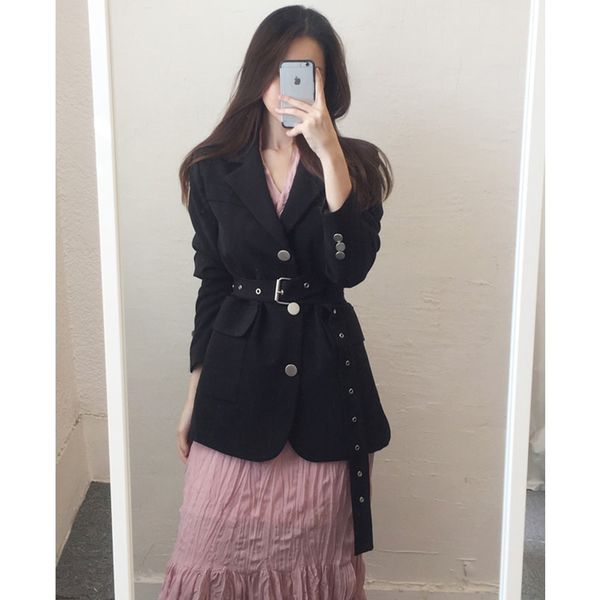 

women's suit jacket new korean 2020 spring and autumn long-sleeved blazer suit coat solid color single-row buttons jackets, White;black