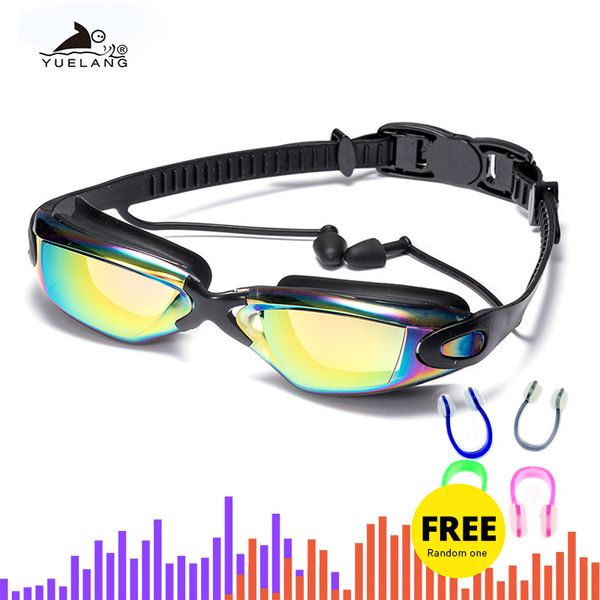 

professional swimming glasses, swimming glasses, earplug, nose clip, electroplated waterproof silicone for male and female adults