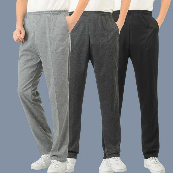 

men's pants 2021 sport for men fashion formal trousers thin loose high waisted elastic waist long trouser middle-aged man casual, Black