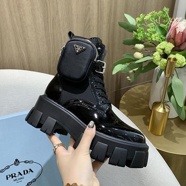

2020 luxury designer womens breathable short boots,womens leather thick sole fashion boots roman boots with zipper pouch size 35-40 0021, Black