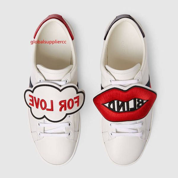 

470342 leather fur slipper shoes ace embroidered sneaker loafers drivers espadrilles sneakers flats shoes, Black;green