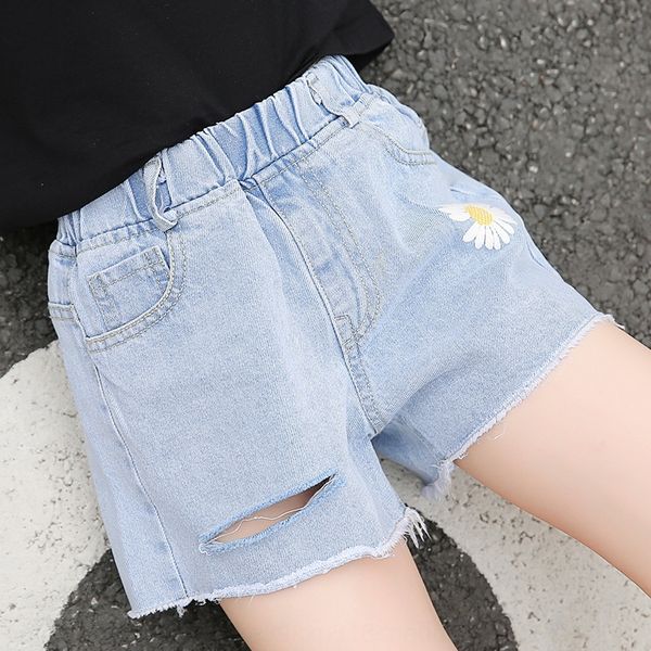 

rn07w girls shorts children's korean style shorts and jeans western style pants 2020 daisy jeans medium and large children wear pants o, Blue