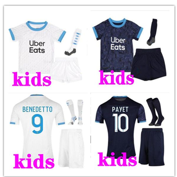 

2020 2021 olympique de marseille home jersey kids kit 20 21 maillot de foot payet benedetto thauvin om jerseys marseille football shirts, Black;yellow