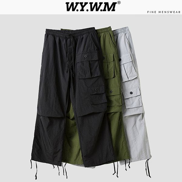 

wywm men hip hop cargo pants 2020 man patchwork overalls pocket belt new streetwear joggers trousers men loose harem sweatpants, Black
