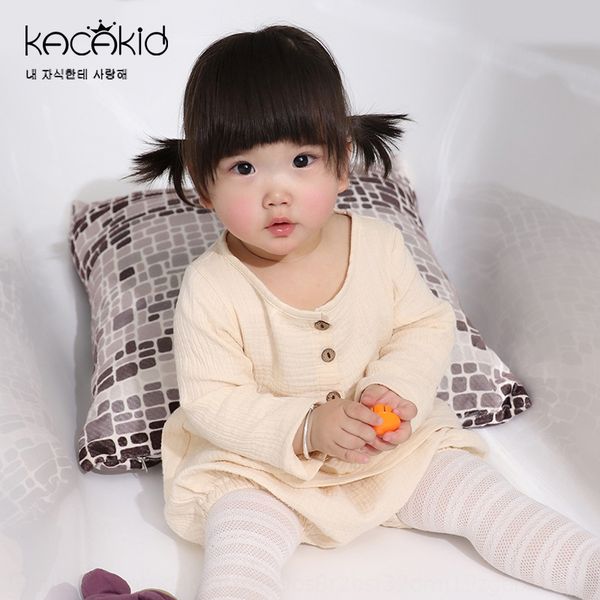 

kacakid season sweet girl's round dress princess dress neck wrinkle shirt princess skirt hem literary style small coat, White;black