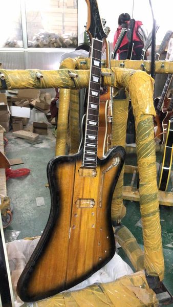 

rare fire bird firebird thunderbird tobacco sunburst electric guitar neck through body, banjo tuners, 2 mini humbuckers, chrome hardware