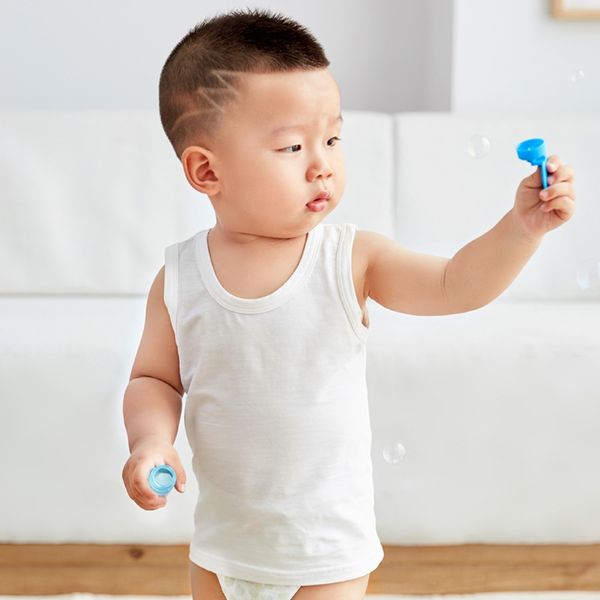 

2020 clothing new children's vest girlscamisole baby's vest bamboo cotton white base vestchildren's clothing vestboy base, Blue