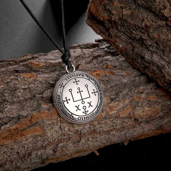 

teamer antique sliver color talisman amulet vintage punk pendant&necklace engrave raphael spells wicca pendant jewelry, Silver
