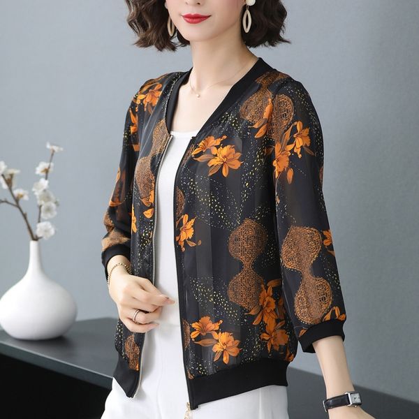 

i4bfl лето и осень печати 2020 новый шифона шить трикотажный бейсбол костюм короткого пальто кардигана женской короткого пальто бейсбол кост, White;black