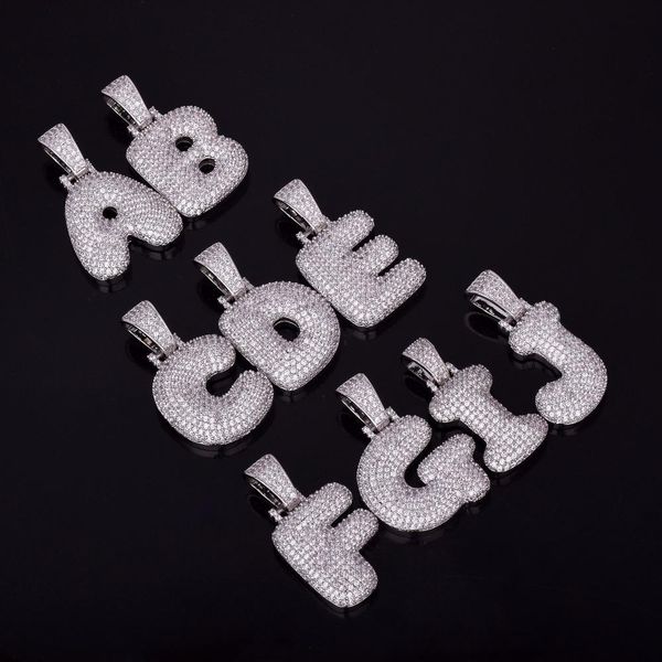 

2018 a-z custom name bubble letters necklaces & pendant charm for men women silver color cubic zircon hip hop jewelry gifts