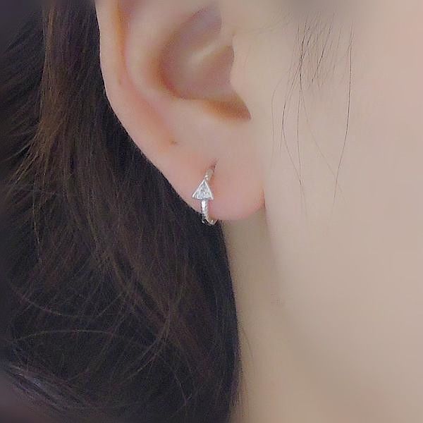 

925 sterling silver earring fashion zircon triangle ear ring square ear bone simple minimalist design girl woman jewelry, Golden;silver