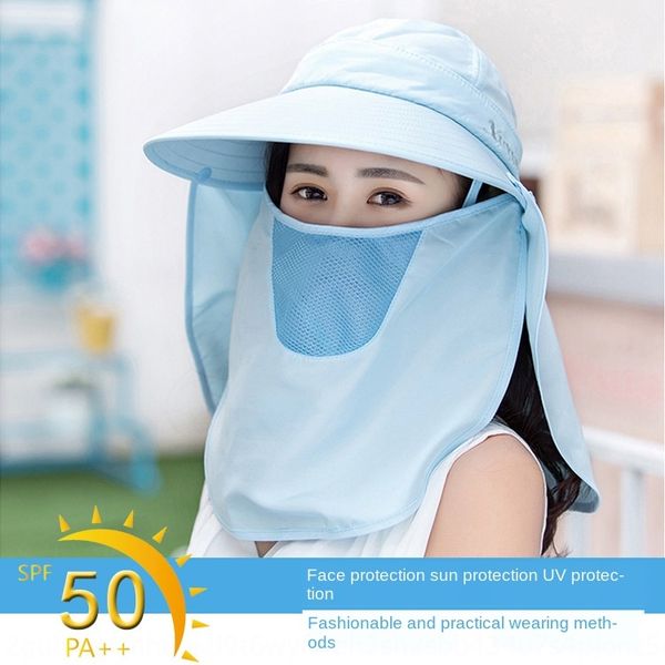 

aks7j summer cycling sunscreen sunshade sunscreen female protective cap protective sun bicycle sunshade hat all-inclusive large-edge hat det, Blue;gray