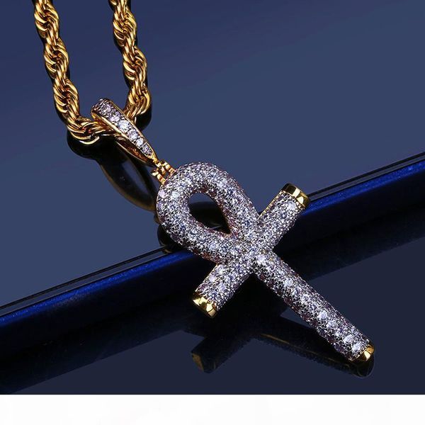 

luxury cubic zirconia hiphop cross pendant necklaces for men bling ice out hip hop jesus jewelry 18k gold plated necklace, Silver